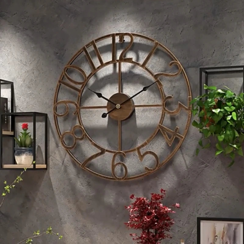 horloge murale silencieuse en fer forgé design nordique créatif décoratif