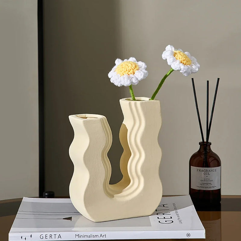 vase en céramique décoratif style morandi pour fleurs