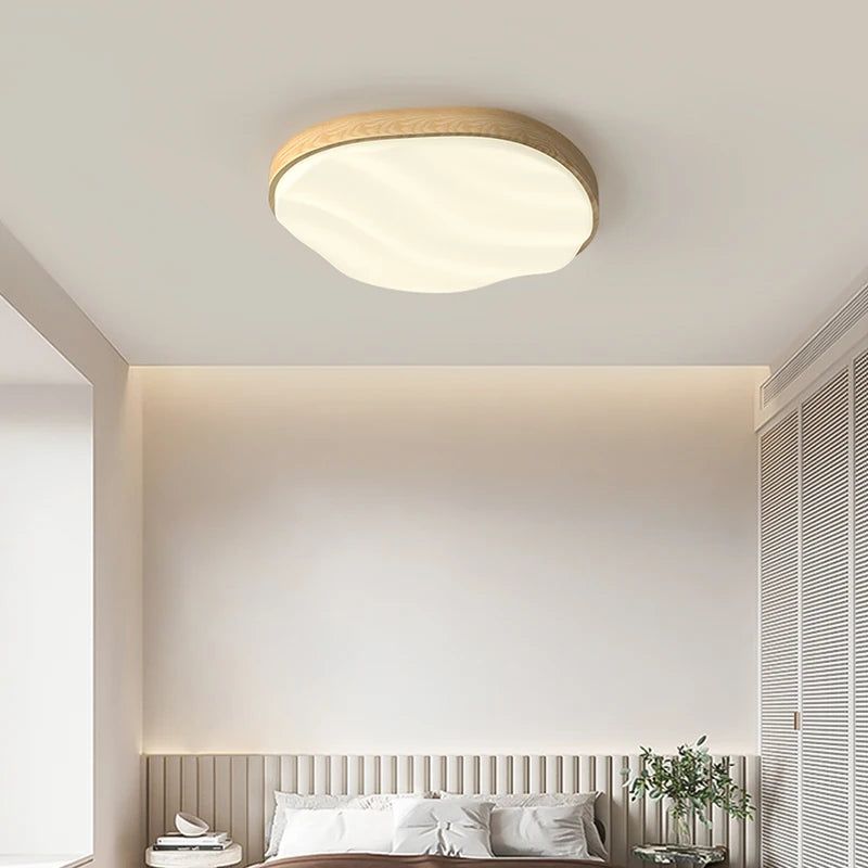 plafonnier led 	 style bois naturel nuage chaud spectre complet