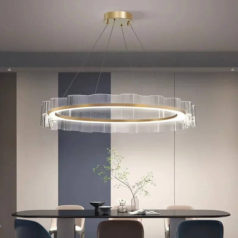 lustre moderne en aluminium et acrylique design nordique pour intérieur