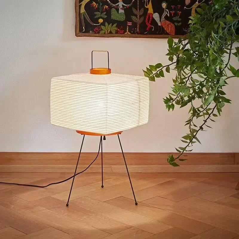 lampadaire vintage japonais en bois avec éclairage led décoratif