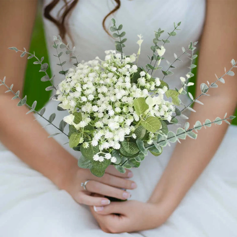 lot de fleurs artificielles gypsophile et eucalyptus pour décoration mariage