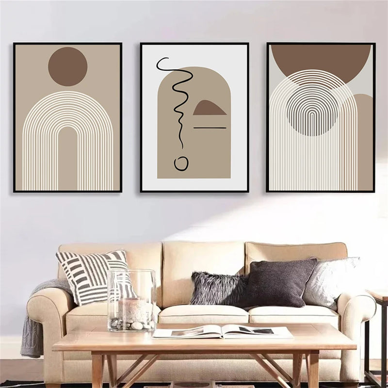 tableau abstrait géométrique boho moderne pour décoration intérieure