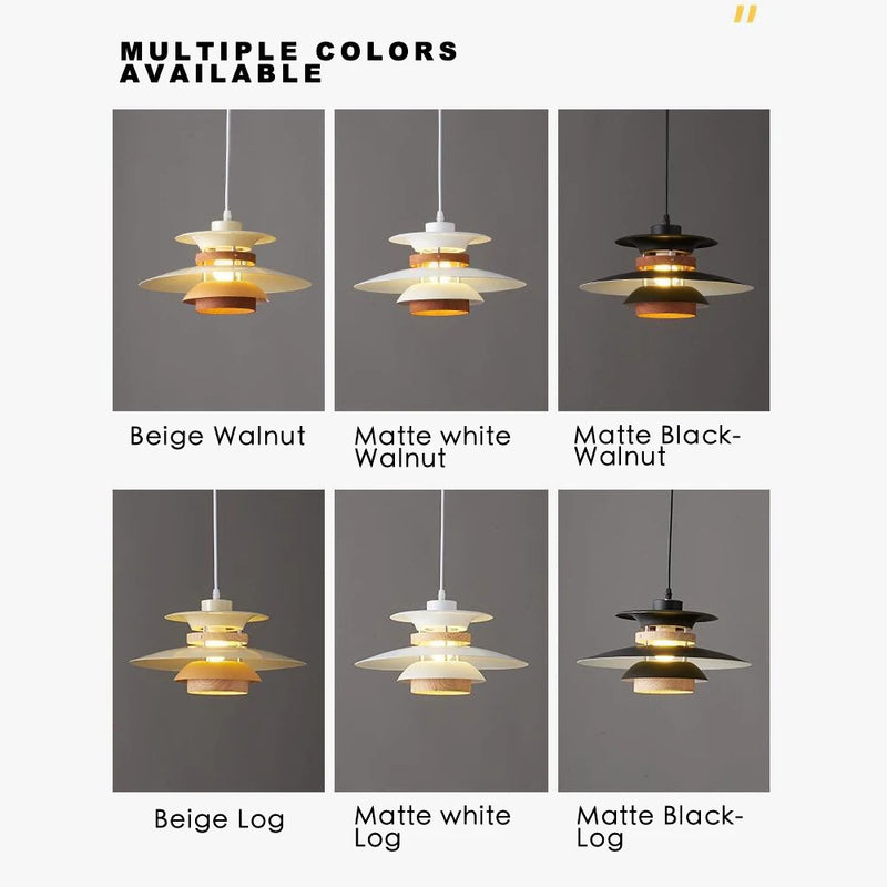 lustre design danois led rétro noyer lampe suspendue