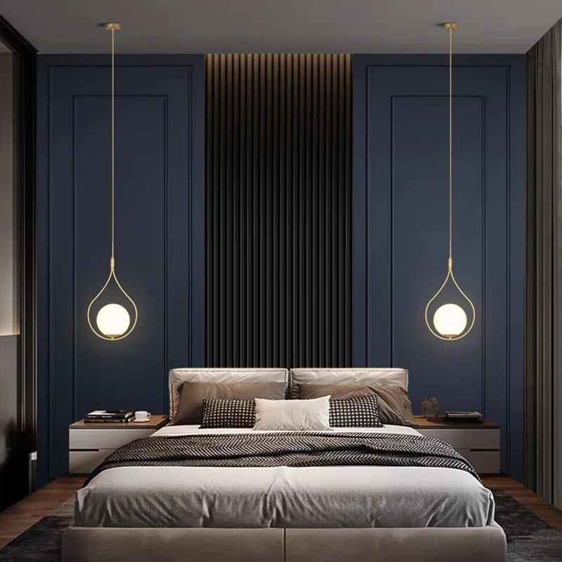 lustre led moderne minimaliste en verre pour hôtel