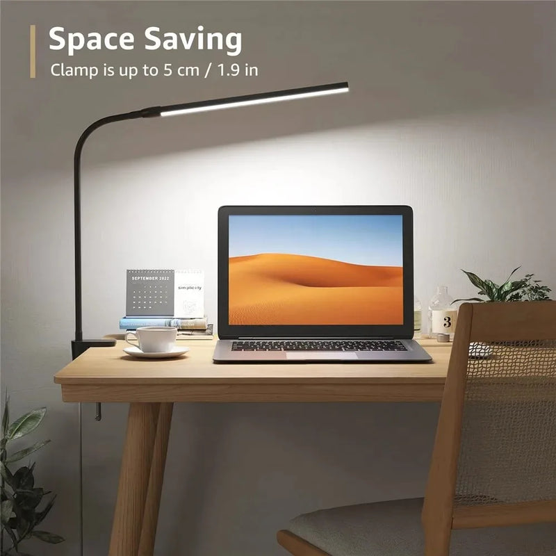 lampe de bureau led à pince 360° 3 modes 10 luminosités simple/double