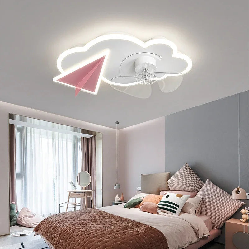 plafonnier ventilateur avec lumières design avion télécommande pour enfants