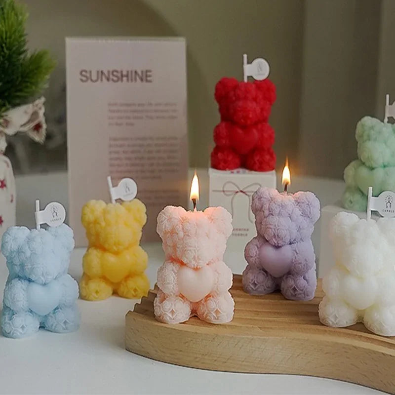 bougie ours en cire de soja parfumée pour détente et cadeaux