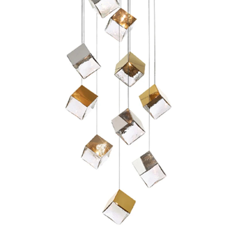 Modern cubic design villa pendant lights, Nordic living room, hotel lobby lights, restaurant, bar interior decoration lights