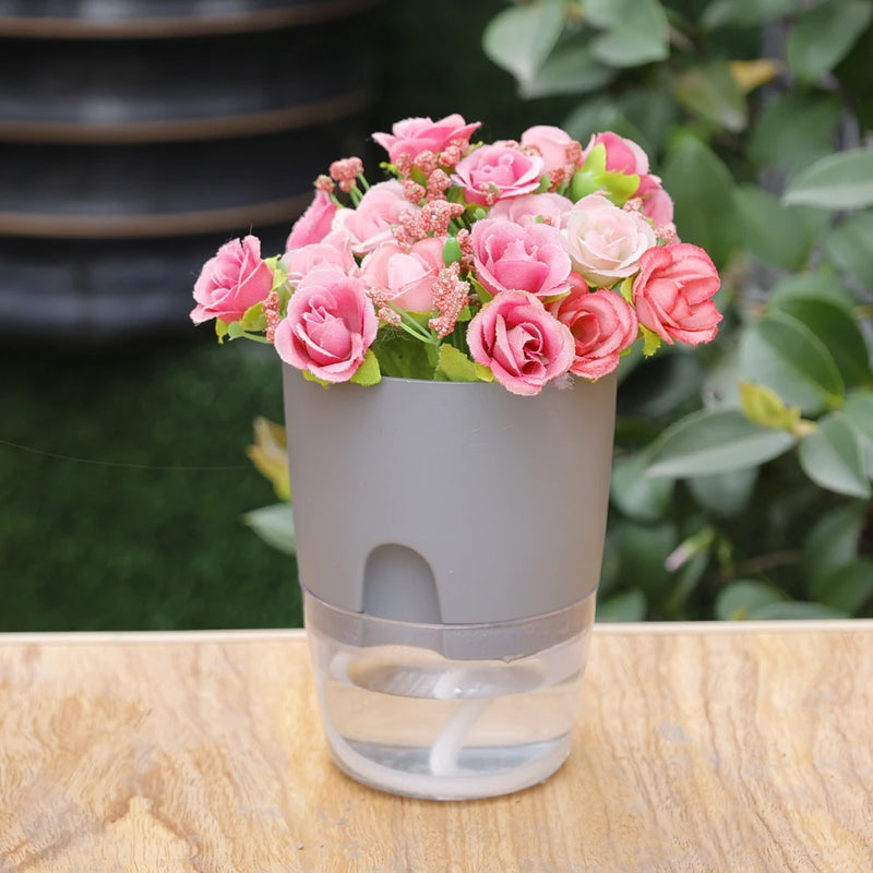 pot de fleurs en plastique avec arrosage automatique et corde absorbante