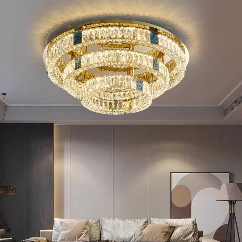 plafonnier en cristal de luxe à led pour décoration intérieure