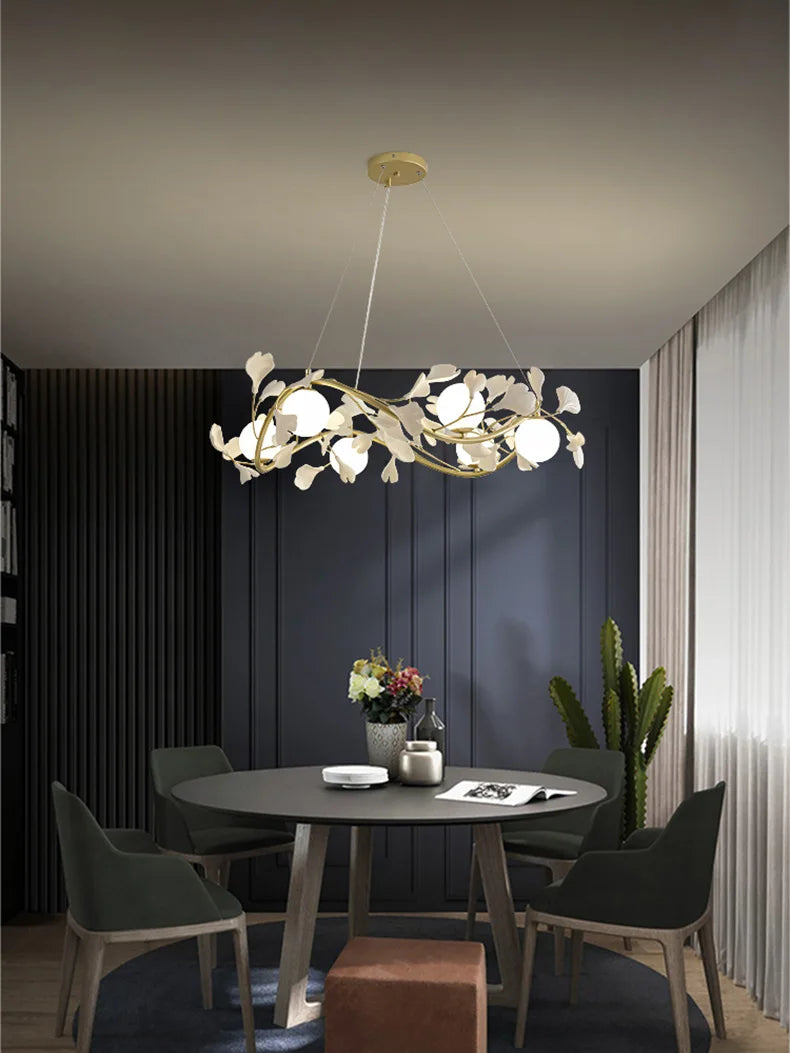 lustre ginkgo suspendu lumineux design moderne pour intérieur