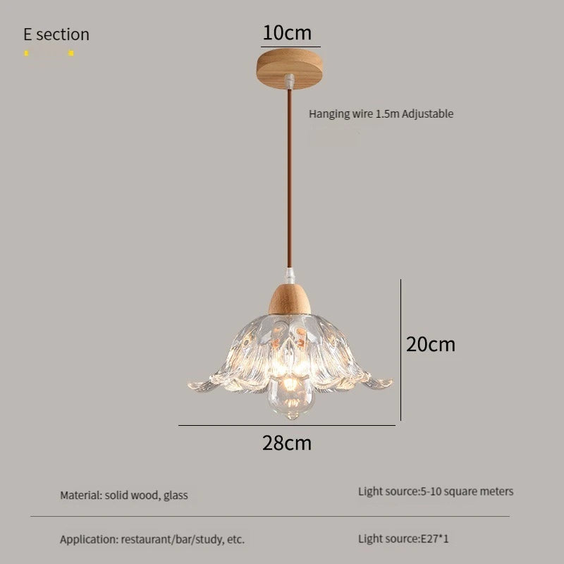 lustre nordique led suspendu moderne en bois et verre