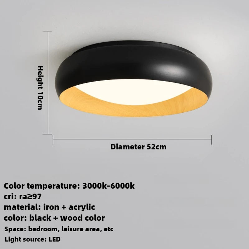 lampe minimaliste japonaise rétro circulaire anti éblouissement éclairage doux