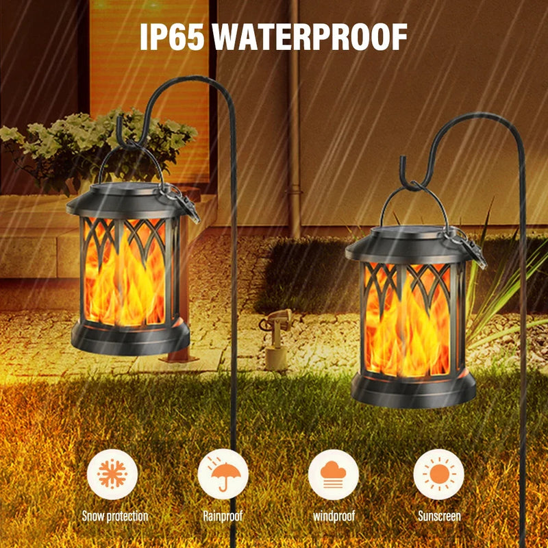 lanterne solaire suspendue imperméable à flammes vacillantes pour jardin