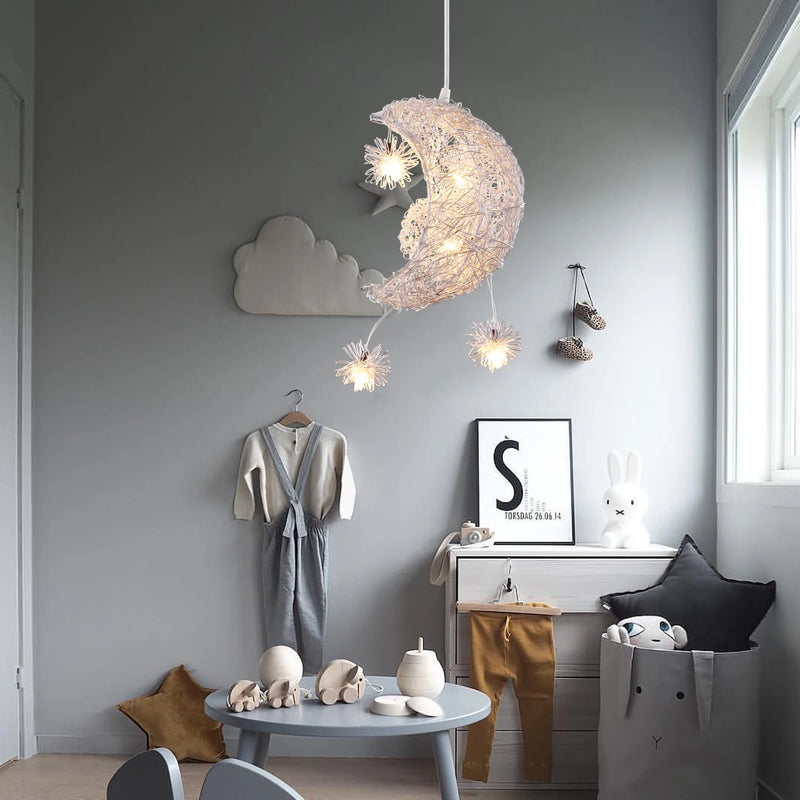 lustre led romantique moderne en forme de lune et étoile