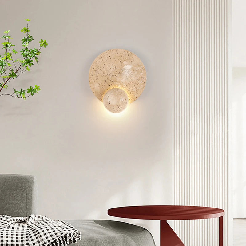 applique murale led ronde en pierre naturelle art déco