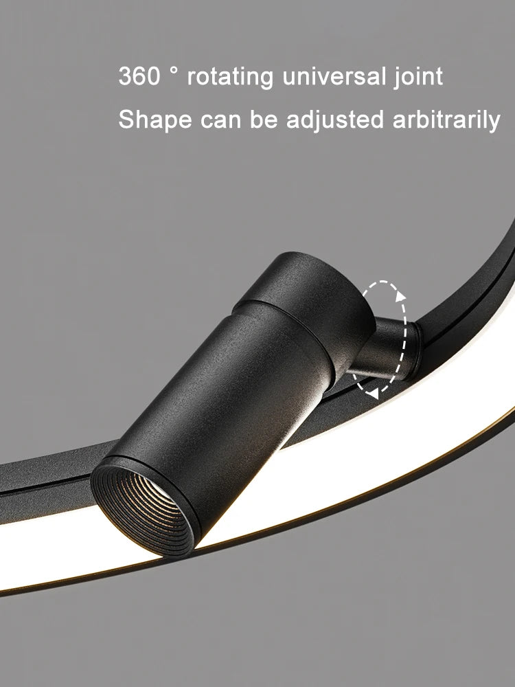lustre led simple et moderne avec anneau suspension noir