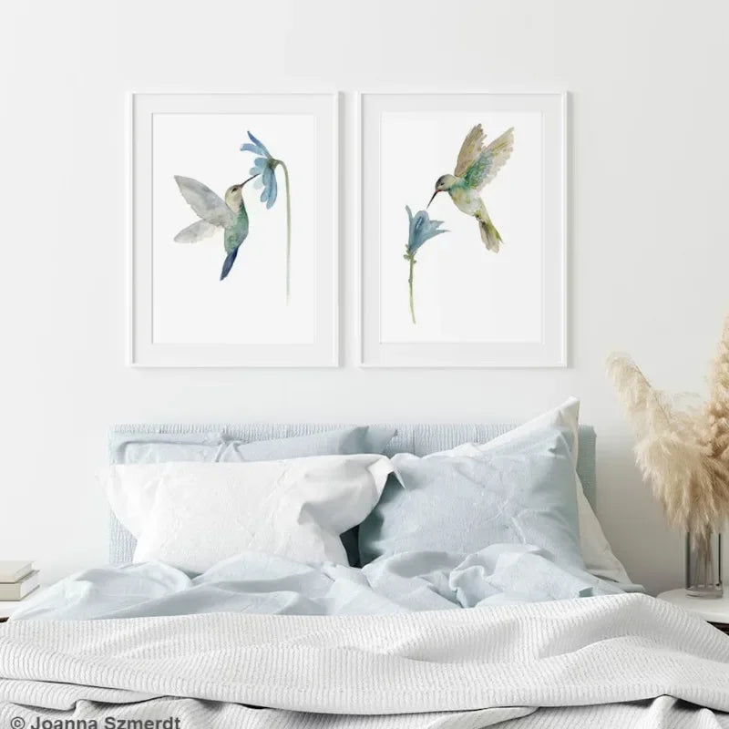 Tableau affiches de colibri en aquarelle pour décoration murale