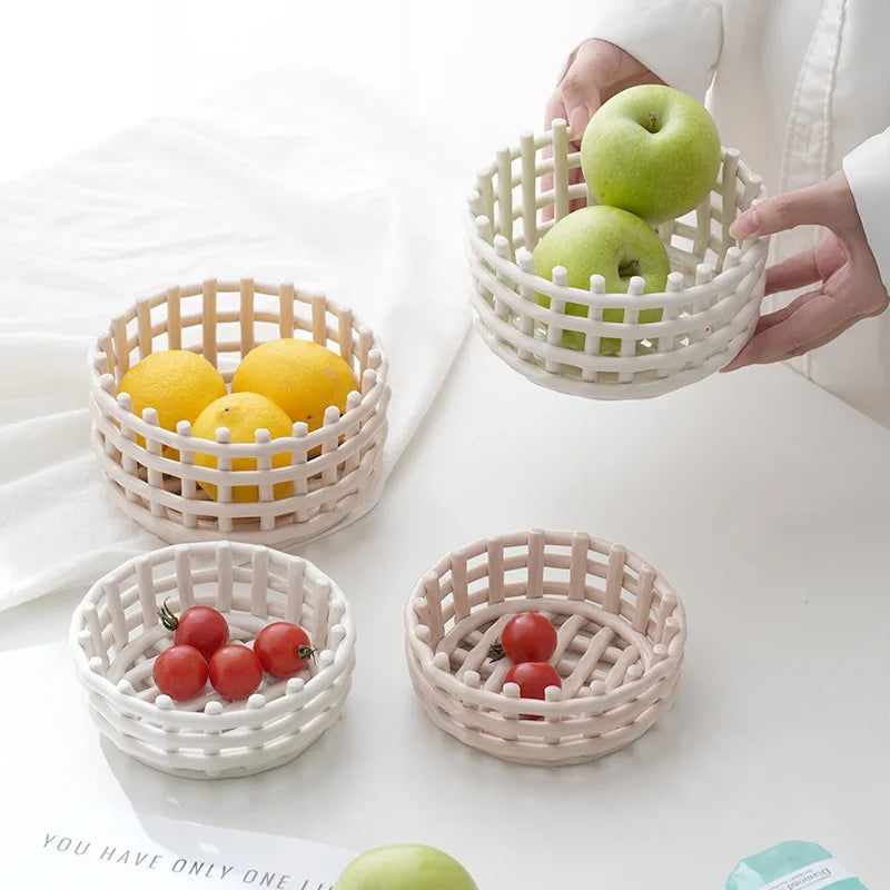 panier de rangement tissé en céramique pour décor et usages variés