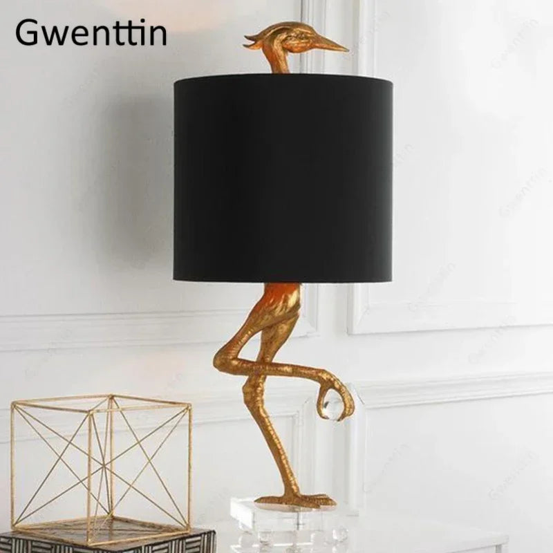 lampe de table autruche design créatif pour décoration intérieure moderne