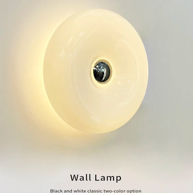 Modern Glass Wall Lamps for Bedside Living Room Stair Hallway Lighting 220V Milky White Glass Sconce Remote Control Optional