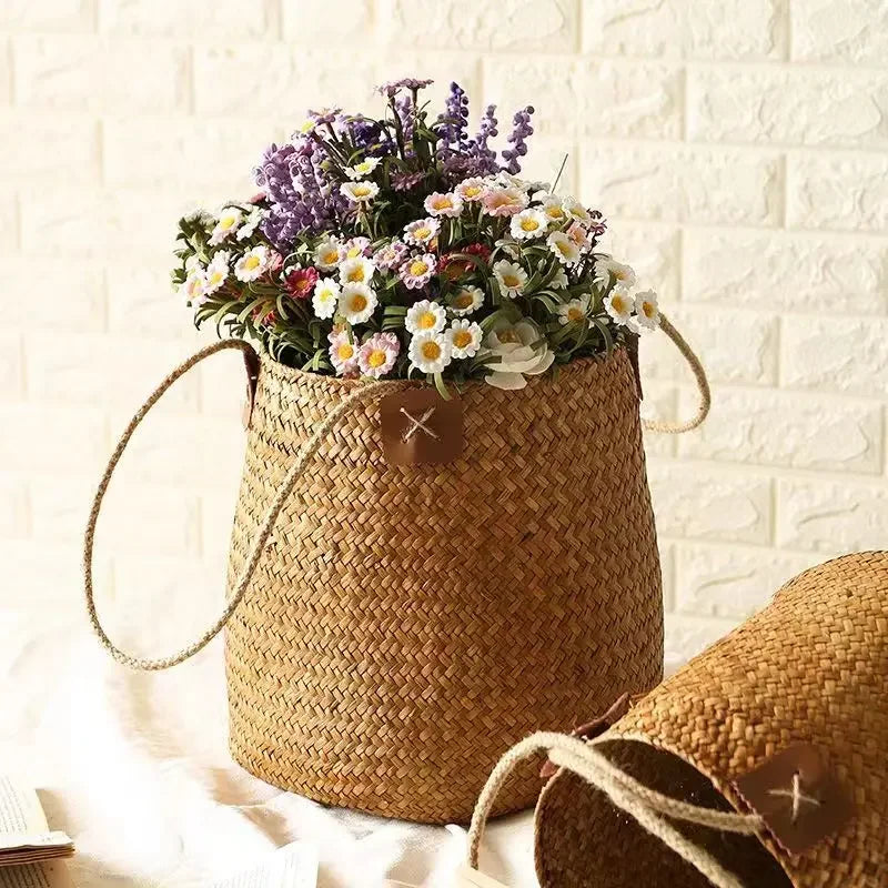 panier de rangement rotin tissé pour fleurs et cadeaux