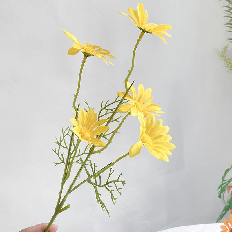 5 têtes de marguerites blanches fleurs artificielles pour décorations festives