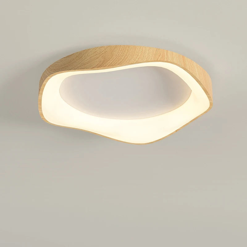 lampe circulaire led moderne grain de bois éclairage intérieur