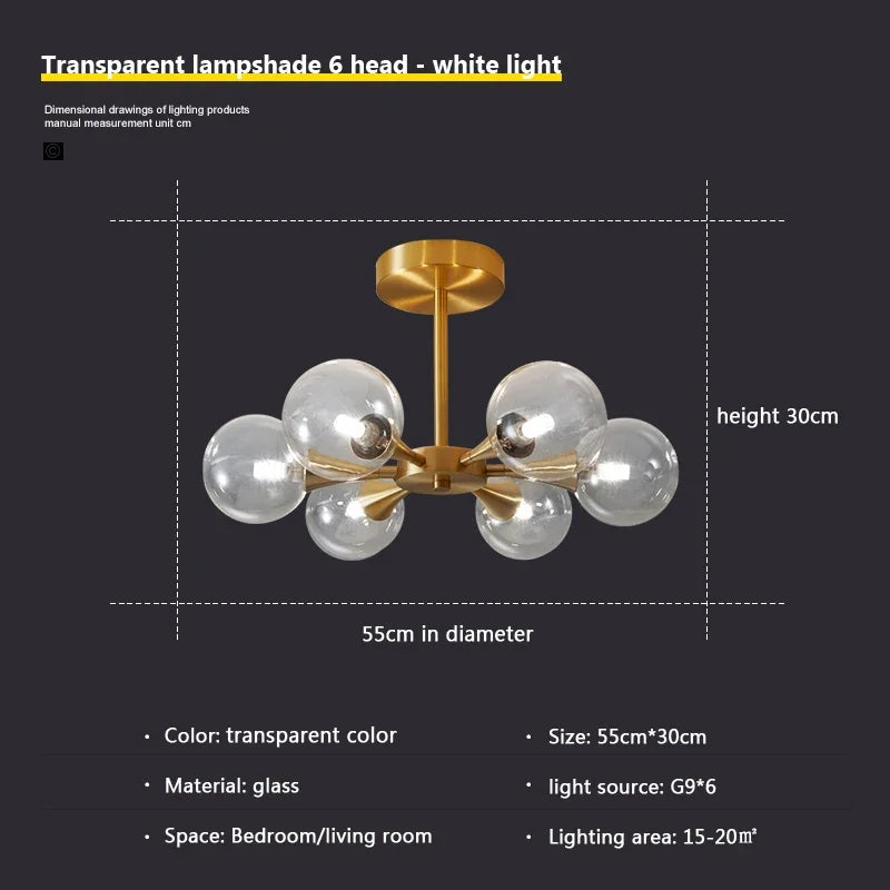 lustre nordique en verre blanc pour éclairage intérieur