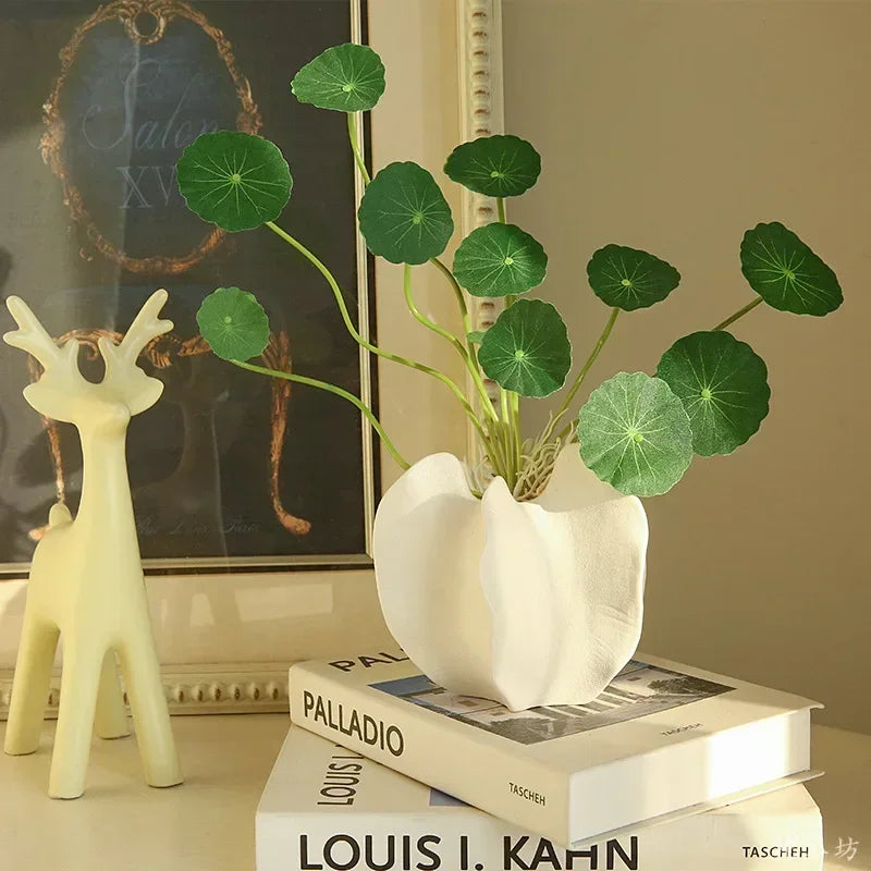 plante artificielle décoration verte feuilles lotus pour intérieur et extérieur