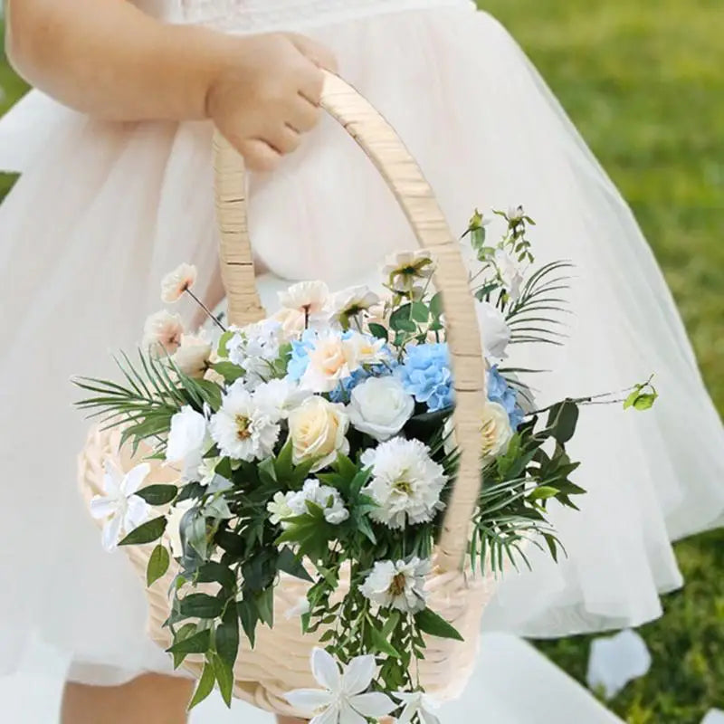 panier en rotin tissé à la main pour fleurs mariage