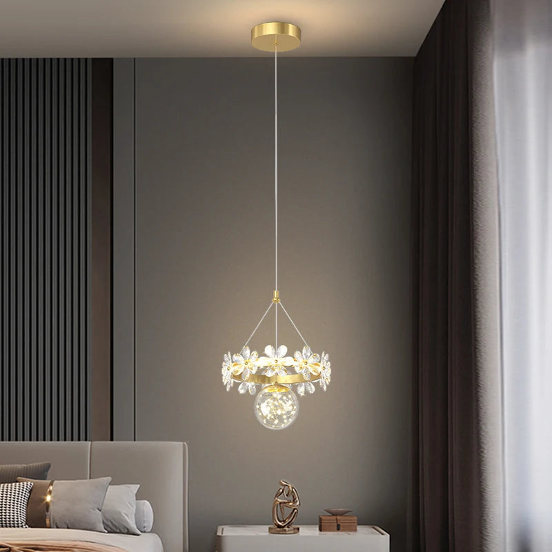 lustre minimaliste en cristal de luxe à tête unique