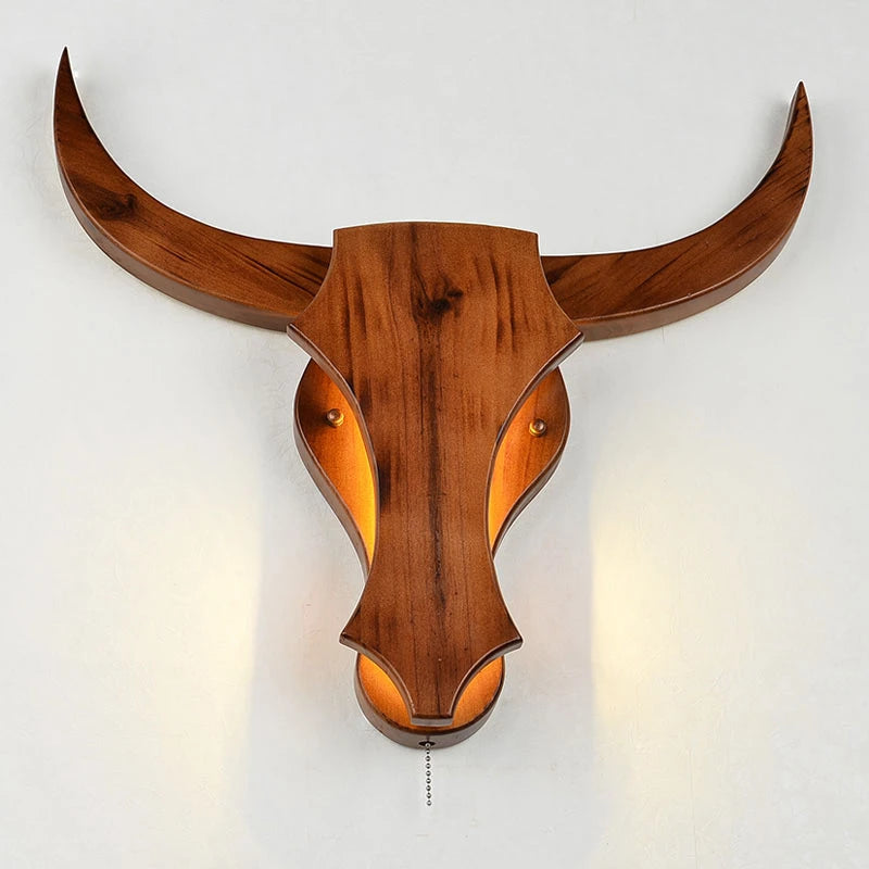 "applique murale led style animal vache en bois vintage moderne"