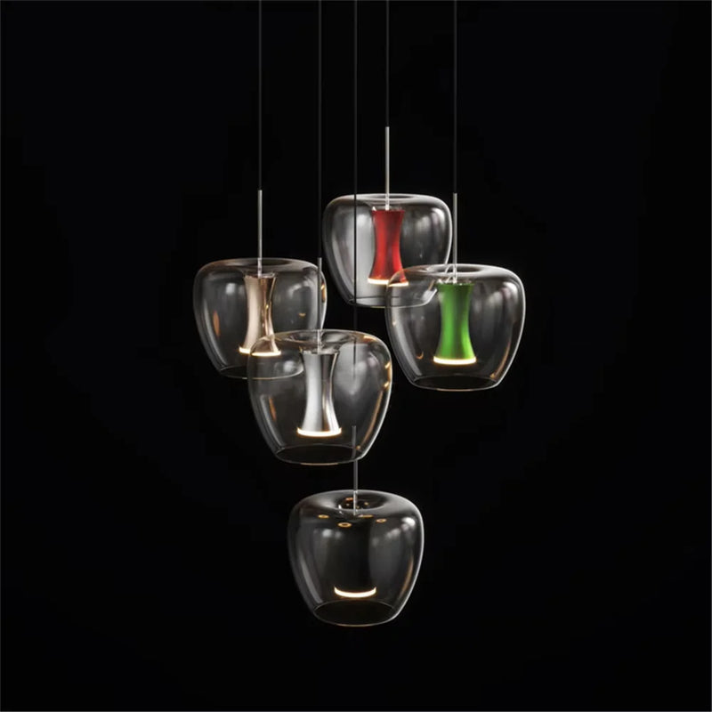 suspension led en verre transparent au design moderne pour décoration intérieure