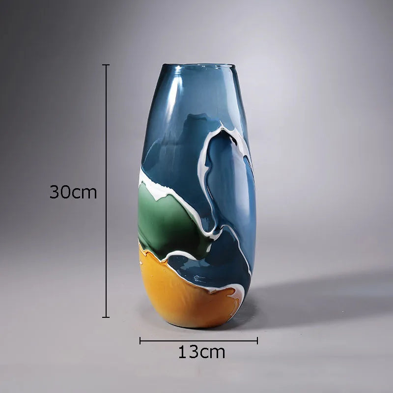 vase en verre ondulé pour décoration florale moderne