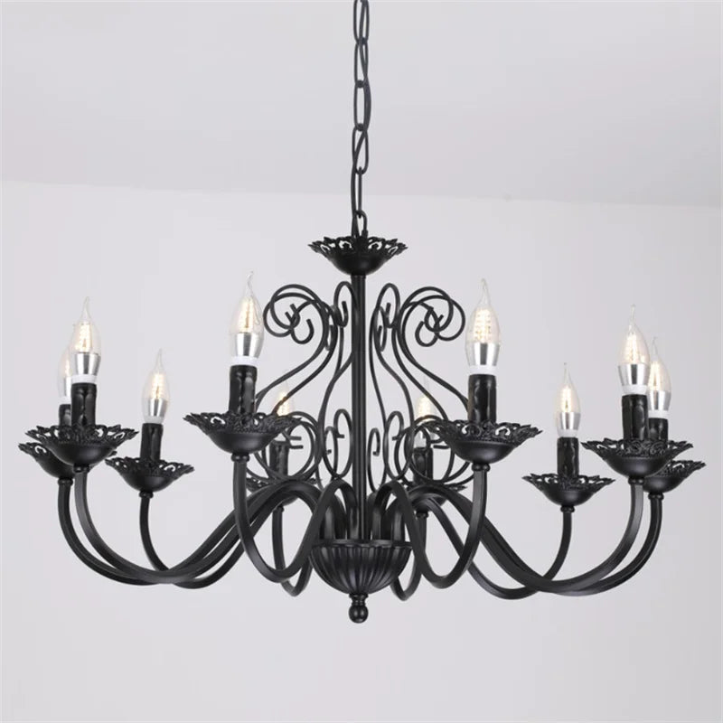 lustre rétro en fer forgé style campagnard américain pour décoration intérieure