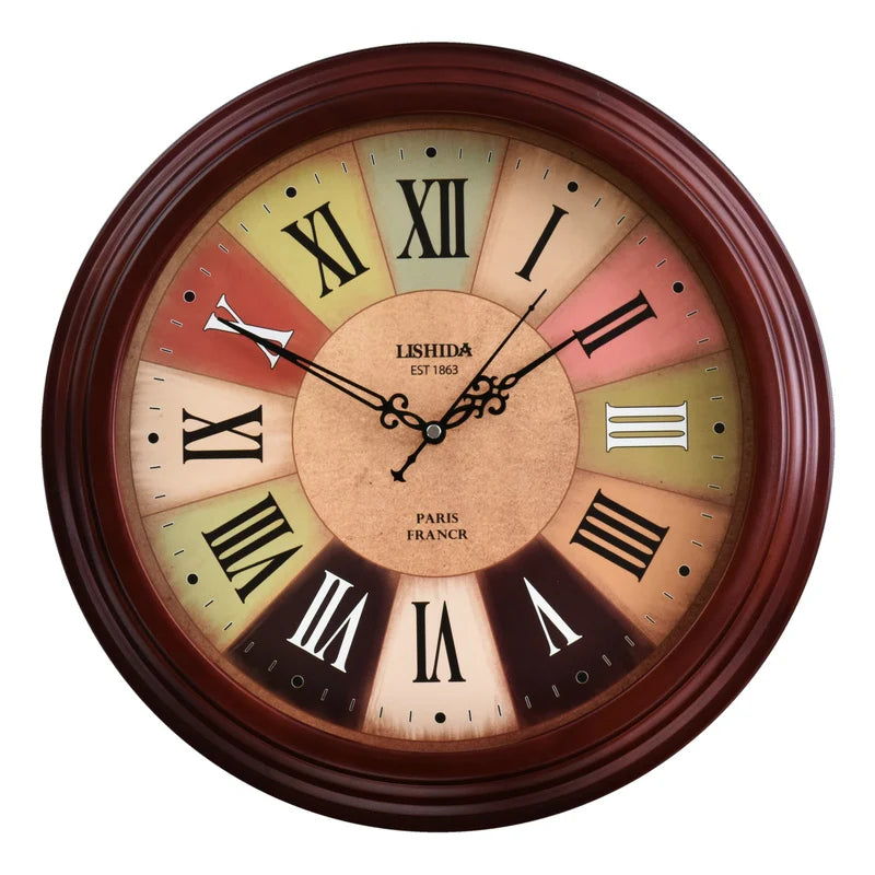 horloge murale silencieuse personnalisable en bois moderne rétro