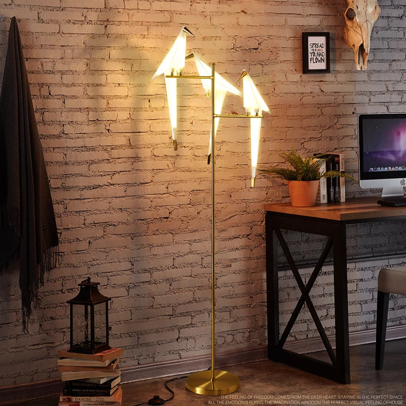 lampadaire nordique oiseau créatif acrylique mille grues lampe sur pied pour décoration