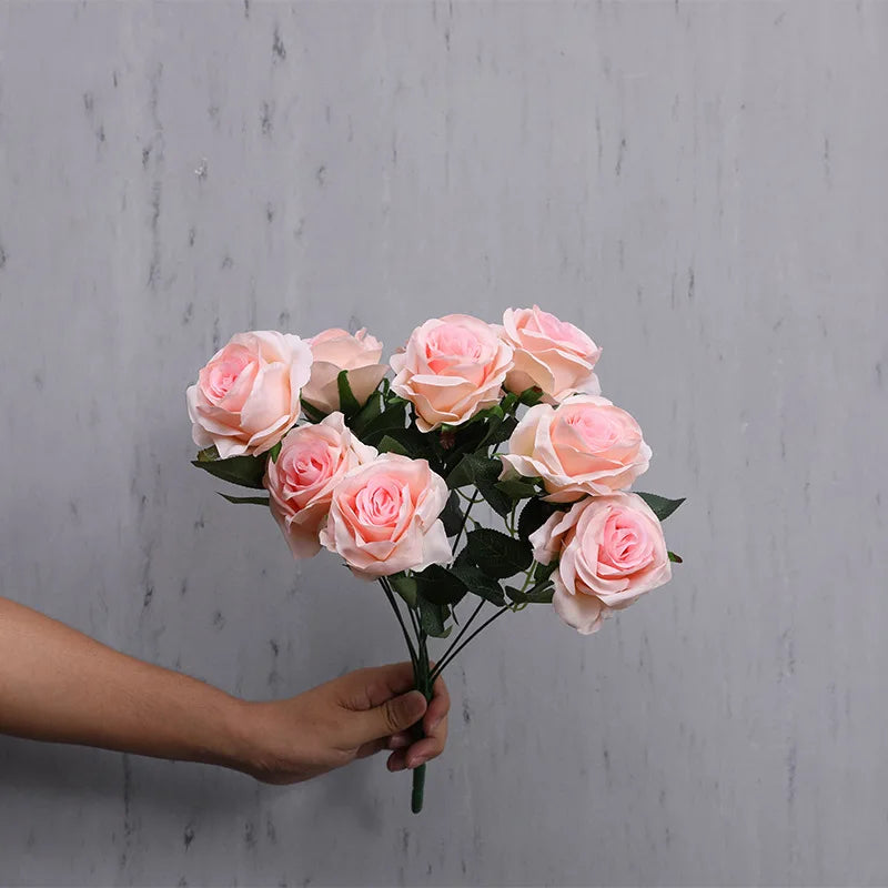 bouquet de roses artificielles en soie pour décoration intérieure