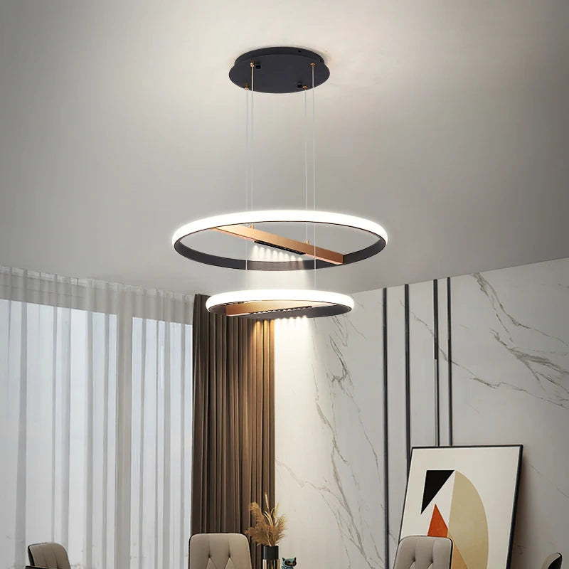 lustre moderne à anneau rond pour éclairage intérieur