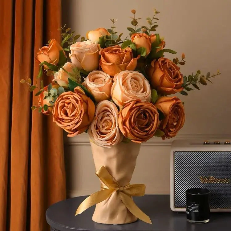 bouquet de roses artificielles en soie pour décoration intérieure mariage