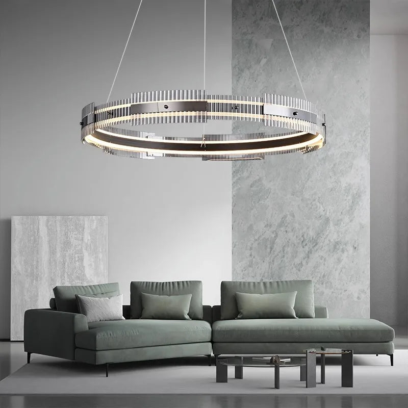 lustre minimaliste italien de luxe en verre éclairage intérieur à led