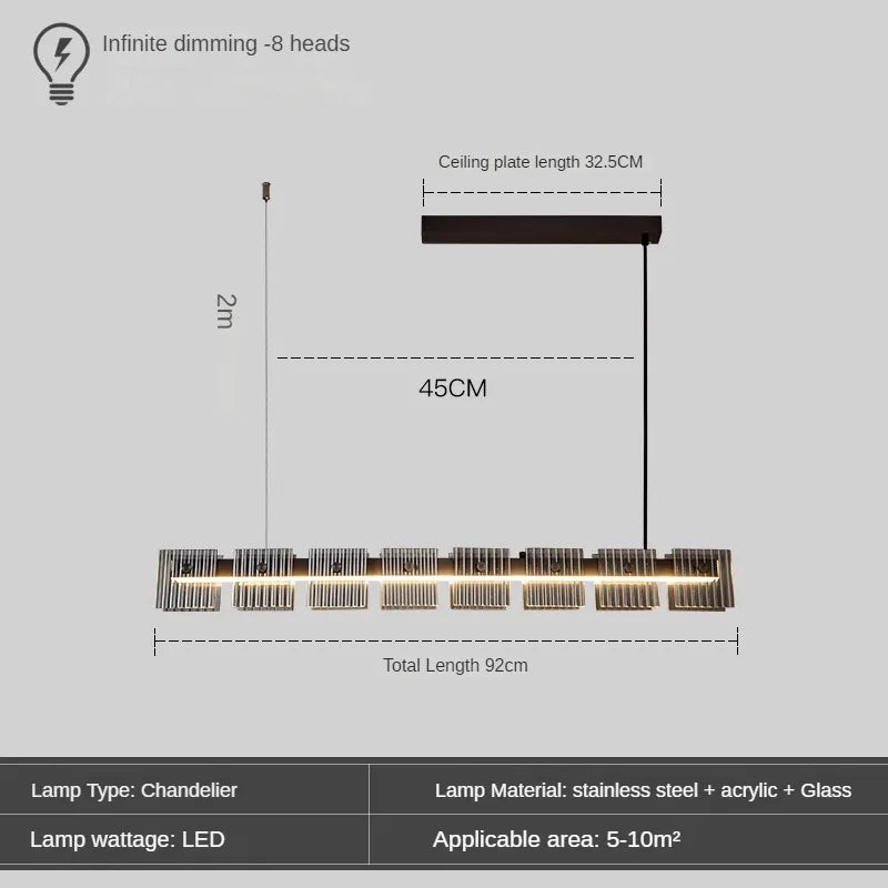 suspension moderne en acier inoxydable avec éclairage led élégant