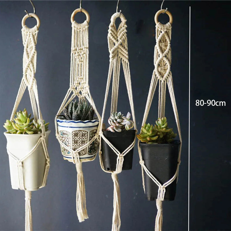 lot de 5 suspensions de plantes en macramé style bohème faites main