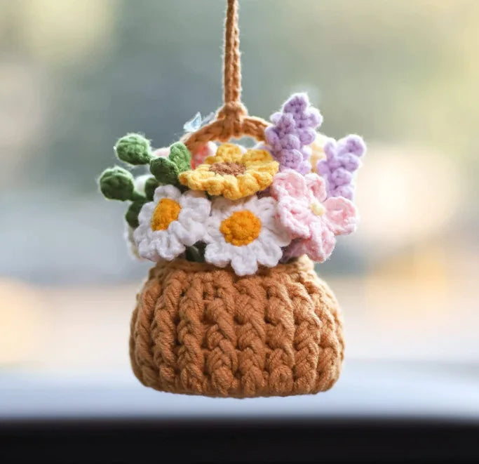 crochet suspendu créatif pour décoration de voiture plante en pot