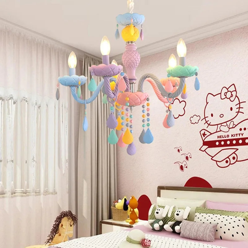 lustre arc-en-ciel en cristal design kawaii pour décoration chambre enfant