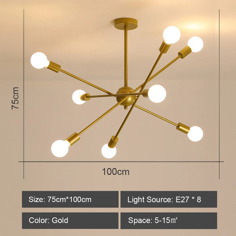 lustre moderne nordique sputnik avec éclairage led intérieur