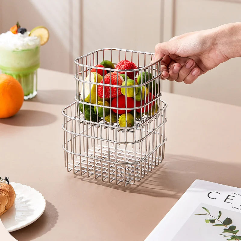 panier de rangement en acier inoxydable pour fruits et légumes