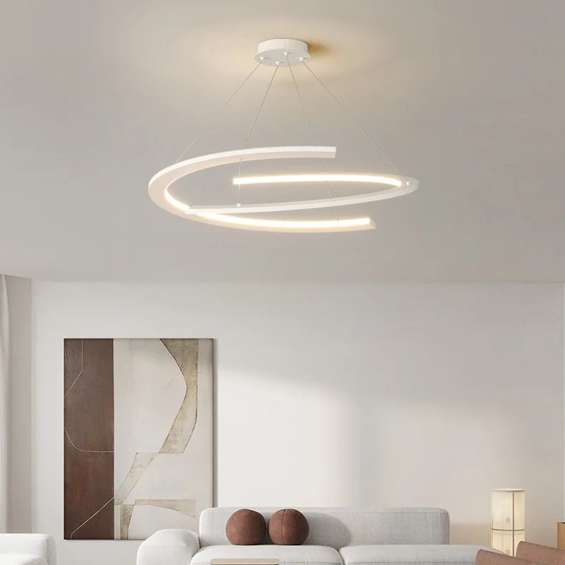 double demi-cercle led suspension style salon nordique minimaliste